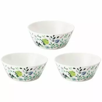 NARUMI Посуда Anna Диаметр Цветочный Набор Подарочный Набор Для Микроволновой Печи Посудомоечная Машина, Emilia, 14 см, Зеленый, Узор, Милый, 3, Согревающий, Безопасный, В комплекте,