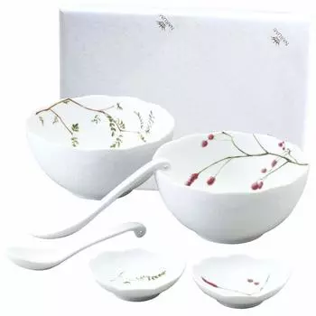 NARUMI Rice Bowl Satohana Floral 2 Pattern 6 Wedding Tableware Microwave Made in Gift Box Wrapped Set, Goyomi, Green, Pattern, Set, Cute, Pieces,