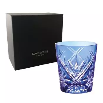 NARUMI Rocks Glass Glass Works Waltz 270 куб. см. Синий цветной граненый стеклянный бокал для виски Старое стекло Подарок на День отца Подарочная коробка в комплекте GW6071-227BL