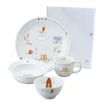NARUMI tableware all eat baby first baby dishwasher original made in Children s set, Let s together! 4-piece set, easy-to-scoop tableware, gift, meal,