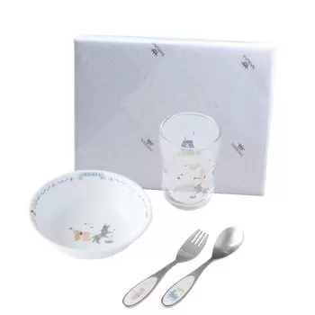 NARUMI Tableware Set Bremen 4 Piece Set Daily Set Glass Snack Plate Spoon Fork Baby Gift First Meal Baby Food Gift NARUMI Original Package Made in