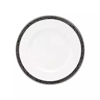 NARUMI Тарелка с прожилками листьев 27 см, белая, стильная, милая, элегантная, с ободом, одна тарелка, обеденная тарелка, тарелка для ужина, сделано в Японии (Черная Платина) 52256-5120