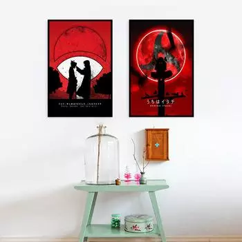 Наруто аниме постер Саске Итачи холст картина детская комната художественная декоративная живопись мультяшные принты современный домашний декор стены без рамки 21*30cm No Frame