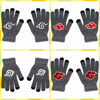 Наруто Наруто Саске Какаши Аниме Онлайн Игра Периферийные Перчатки Серые С Полными Пальцами Осень и Зима Теплая и Защита От Холода One Size