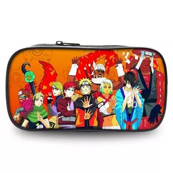 Наруто Пенал Аниме Студенческая коробка для канцелярских принадлежностей Большая вместительная сумка для канцелярских принадлежностей