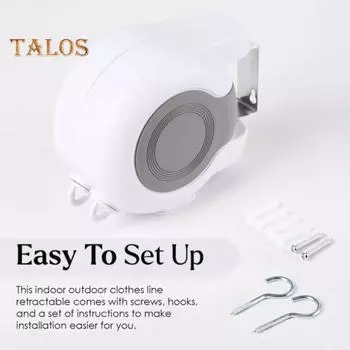 Наружная и внутренняя выдвижная бельевая веревка настенная портативная простая установка бельевая веревка для сушки белья M белый