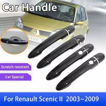 Наружная крышка ручки двери из углеродного волокна для Renault Scenic 2 II MK2 2003 2004 2005 2006 2007 2008 2009 наклейка на автомобильные аксессуары Handle 1 Keyhole