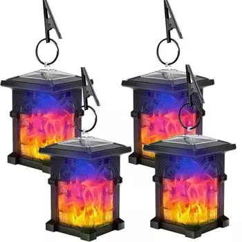 Наружная лампа с солнечным пламенем, мини-квадратная люстра, садовая водонепроницаемая лампа для ландшафтного газона жёлтый