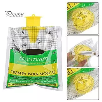 Наружная подвесная ловушка для мух, натуральный охотник на мух с предварительной наживкой, одноразовая стабильная конюшня, ловушка для мух, сумка для привлечения мух, инструмент для отпугивания мух на ферме жёлтый