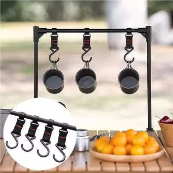 Наружная походная настольная кухонная утварь для барбекю, подвесная полка для хранения, подставка для освещения A чёрный