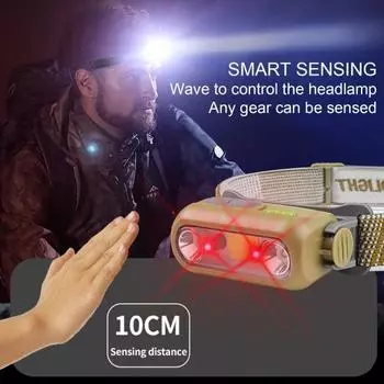 Наружная сенсорная фара Супер яркая водонепроницаемая перезаряжаемая через USB регулируемая дышащая повязка на голову Легкая ночная рыбалка Беговая лампа XPE COB B