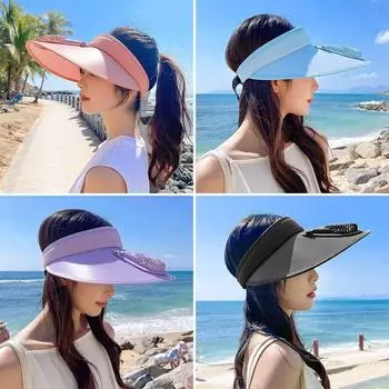 Наружная солнцезащитная шляпа для кемпинга и путешествий, спортивная кепка с вентилятором, модная солнцезащитная шляпа с защитой от ультрафиолета розовый