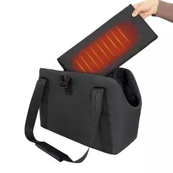 Наружная сумка через плечо для домашних животных с подогревом через USB, переноски для кошек, мягкие переноски для собак размером 15,0 x 7,9 x 11,8 дюймов для