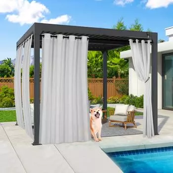Наружная вуаль для патио прозрачные шторы водонепроницаемые шторы карманы для штанг затемнение шифоновая марля тюль занавеска для сада крыльцо пергола 132x213cm