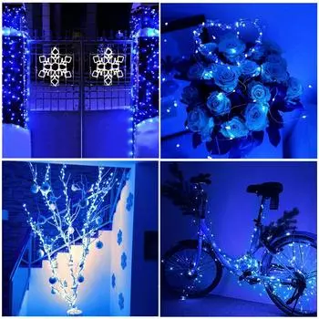 Наружные гирлянды, 66 футов, 200 светодиодов, гирлянды, водонепроницаемые рождественские гирлянды с дистанционным управлением, синие One Size синий