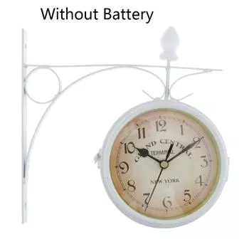 Наружные настенные часы с кронштейном для садовой станции, двухсторонние часы белый