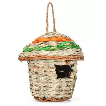 Наружные подвесные домики для гнезда колибри с дверью 3,5 см, натуральная ручная плетеная хижина для птиц, сад на заднем дворе