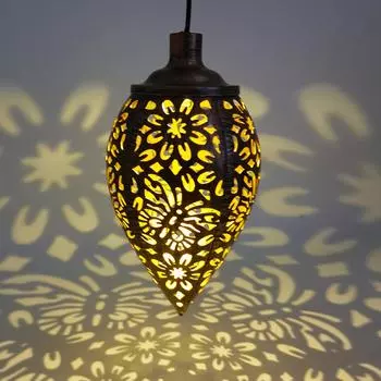 Наружные солнечные фонари, железный садовый кулон, полый конус, легкие металлические подвесные фонари в форме бабочки коричневый