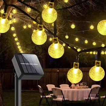Наружные солнечные гирлянды Водонепроницаемые солнечные садовые светодиодные гирлянды с питанием от солнечной батареи для елок для вечеринок Патио Рождественский свадебный декор 30LED-6M