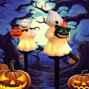Наружные светильники с призраками на солнечных батареях для Хэллоуина, креативная атмосферная планировка, водонепроницаемые украшения для двора и сада One Size
