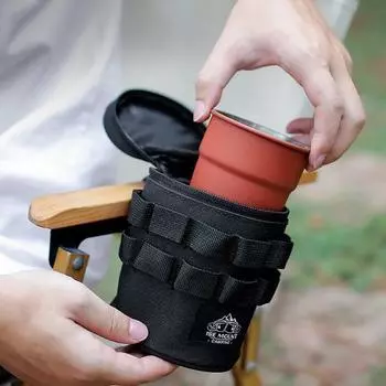 Наружный держатель для бутылки с водой из ткани Оксфорд 600D, ручка с застежкой-пряжкой, держатель для чашки с водой, несколько подвесных отверстий, термозащитный рукав для бутылки с водой S чёрный