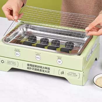 Наружный кемпинговый одноразовый гриль-барбекю портативный домашний пикниковый гриль-барбекю маленькая плита зелёный