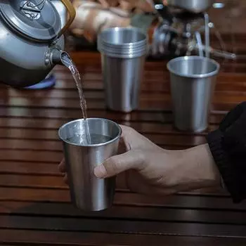 Наружный портативный набор чашек для воды из нержавеющей стали 304, термостойкая чашка для пикника, чашка для чая для кемпинга 4pcs