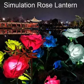 Наружный солнечный светильник с 3 светодиодами, водонепроницаемый светильник с цветком розы для дома, сада, двора, лужайки, дорожки синий