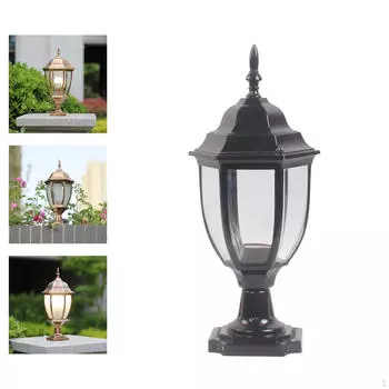 Наружный столб для освещения двора и дорожек чёрный