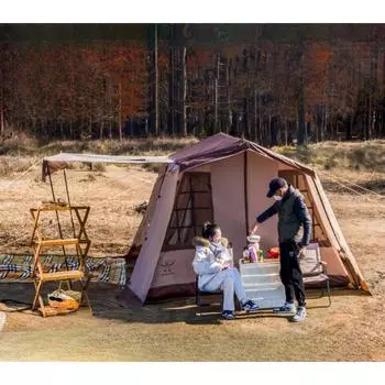 Наружный светильник, роскошная непромокаемая и солнцезащитная палатка для дома, большая семейная туристическая палатка для пикника на крыше, укрытие 4-8 people хаки
