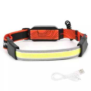Наружный USB перезаряжаемый COB налобный фонарь с регулируемой повязкой на голову для рыбалки кемпинга