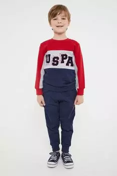 Нас. Красный спортивный костюм в рубчик для мальчиков Polo Assn Licensed