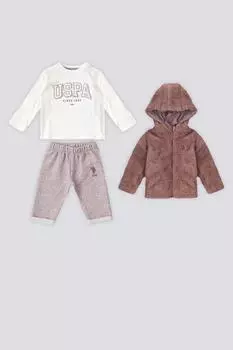 НАС. Розовый комплект из 3 предметов Polo Assn Welsoft Top Baby