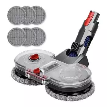 Насадка для электрической швабры для Dyson V7 V8 V10 V11 V12 V15, два вращающихся двигателя с 6 моющимися насадками для швабры чёрный