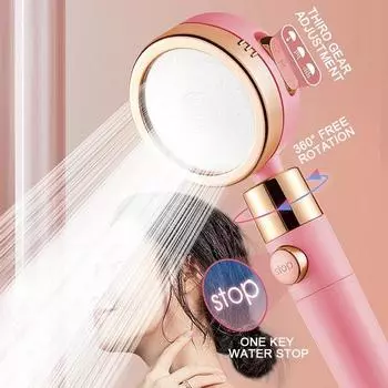 Насадка для дождя высокого давления, насадка для душа, экономия воды, поток 360 градусов, 3 режима, вращающаяся регулировка, розовая насадка для душа для ванной комнаты розовый