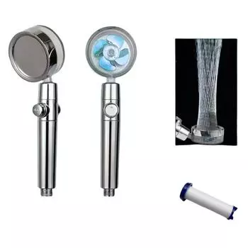 Насадка для душа, экономия воды, поток, вращающийся на 360 градусов, с небольшим вентилятором, ABS, дождевая насадка высокого давления, аксессуары для ванной комнаты золотистый