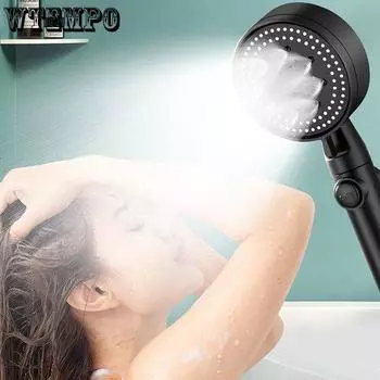 Насадка для душа Booster Ванная насадка для душа Одинарная насадка Ручной душ под давлением Домашний душ Супер набор для душа 1.5m hose чёрный