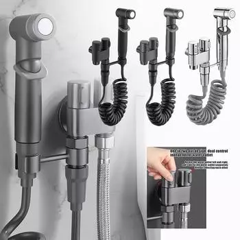 Насадка для душа для унитаза, биде, двойной выпускной угловой клапан, аксессуары для ванной комнаты, сиденье для унитаза, набор для унитаза, биде чёрный