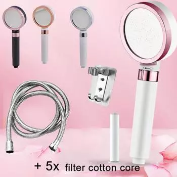 Насадка для душа, ионная насадка для душа со шлангом для душа 1,5 м, насадка для душа с фильтром для жесткой воды для повышения давления розовый