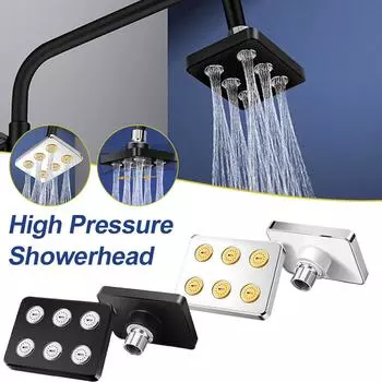 Насадка для душа высокого давления, экономия воды, насадка для душа с дождевой насадкой, запасные части для душевой системы, вращается на 360 градусов для домашней ванной комнаты чёрный