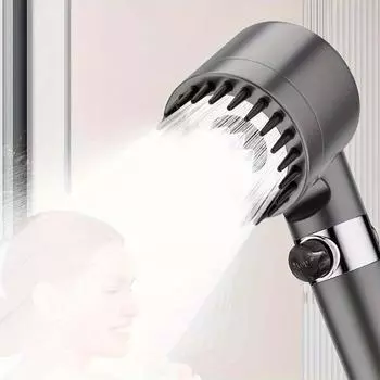 Насадка для душа высокого давления, новый стиль, 3 режима, регулируемая экономия воды, одна клавиша, массажная насадка для воды, аксессуары для ванной комнаты серый