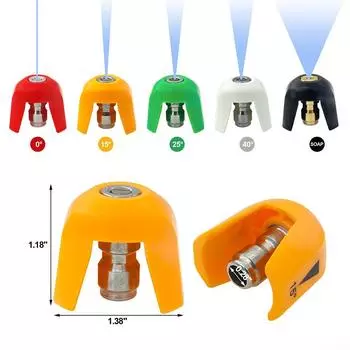 Насадка для мойки 0, 15, 25, 40 градусов, водоструйная насадка для мойки высокого давления красный