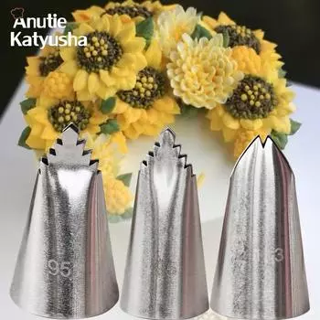 Насадка для обледенения листьев, насадка для подсолнечника, кондитерские насадки для инструментов для украшения тортов, кремовые декораторы серебряный