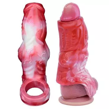 Насадка для пениса, розовый монстр-насадка для члена, удлинитель для пениса, увеличение члена, секс-игрушки для взрослых, многоразовая коллекция силиконовых насадок N-BF5215 M