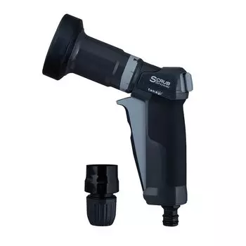Насадка для полива Takagi Progrip Scrub QG1114CG Насадка для шланга Катушка для шланга Мойка автомобиля Чистка Чистка 5 типов воды Душевая лейка Плоская Импульсная широкая серый