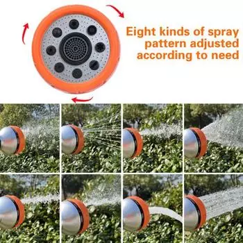 Насадка для садового шланга, герметичная 8 моделей, распылитель водяного шланга с дозатором мыла, садовые принадлежности оранжевый