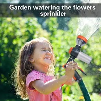 Насадка для садового шланга, герметичная 8 моделей, распылитель водяного шланга с дозатором мыла, садовые принадлежности оранжевый