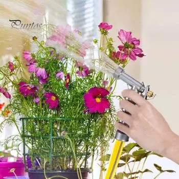 Насадка для садового шланга, регулируемая насадка для распыления воды, устойчивая к утечкам, пистолетная рукоятка высокого давления, насадка для воды, распылитель, садовые принадлежности серый