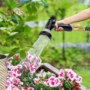 Насадка для садового шланга с нескользящей ручкой, 10 регулируемых моделей, аксессуары для насадки-распылителя для водяного шланга высокого давления серый