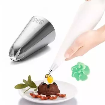 Насадка для труб из нержавеющей стали № 333 - вращающаяся насадка-цветок с 6 зубцами для украшения тортов, инструмент для выпечки своими руками, серебристая серебряный